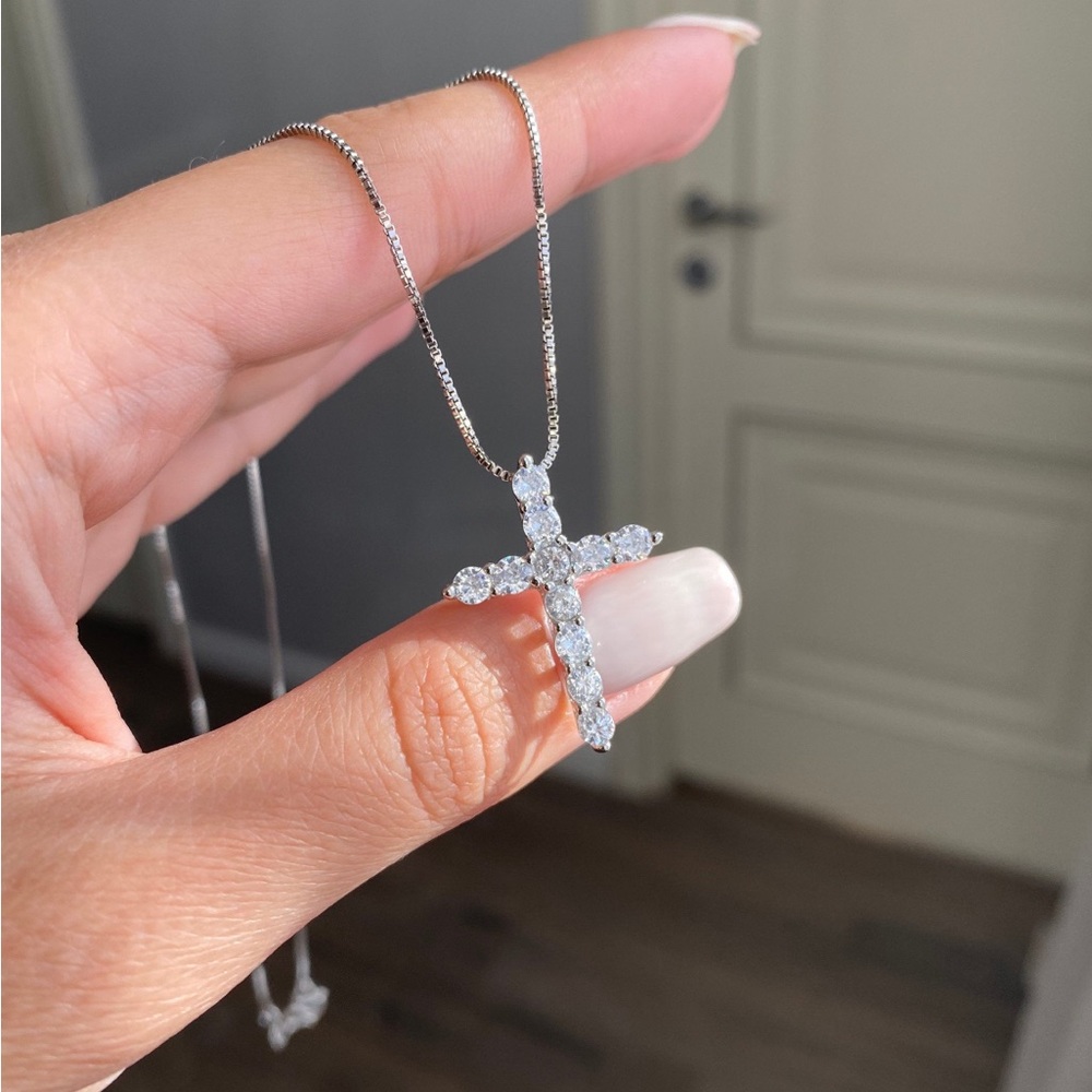 New 925 Sterling Silver Cross Pendant Necklace, nice Necklace, cute Necklace - Picture 6 of 6